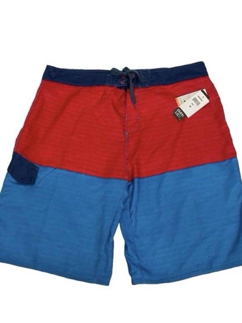 Mens BURNSIDE BOARD SHORTS Sz 38 swim trunks red/blue color block